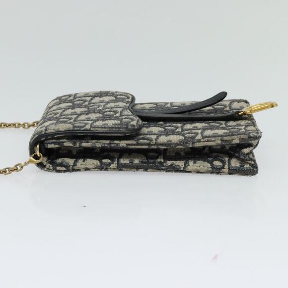 DIOR Oblique Chain Trotter Canvas Shoulder Bag Navy - Picture 4 of 12